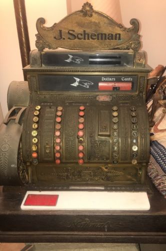 Antique Brass National Cash Register Model 452 W/ Marquee Serial # 1210281  1911