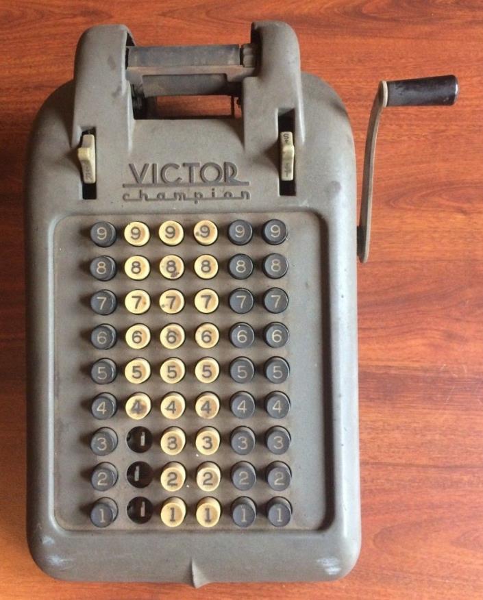 Antique Victor Champion Manual Adding Machine Calculator