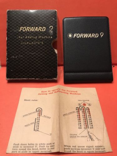 Vintage Forward 9 West German Pocket Adding Machine Original Box Sleeve
