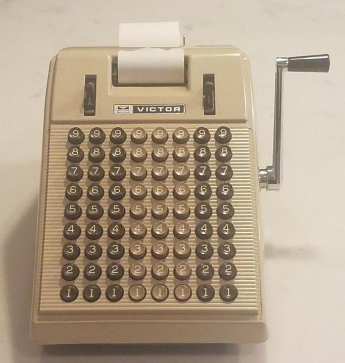 Vintage Victor Champion 72-Key Adding Machine with Manual Crank - Works Great!
