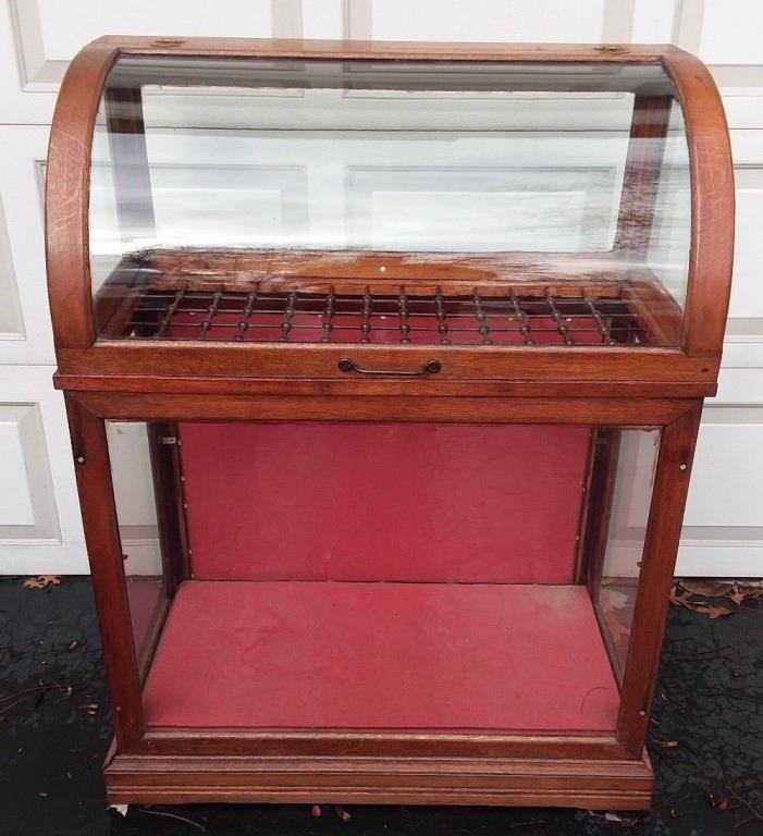 VICTORIAN WALKING STICK CANE UMBRELLA OAK DISPLAY CASE COUNTRY STORE SHOWCASE