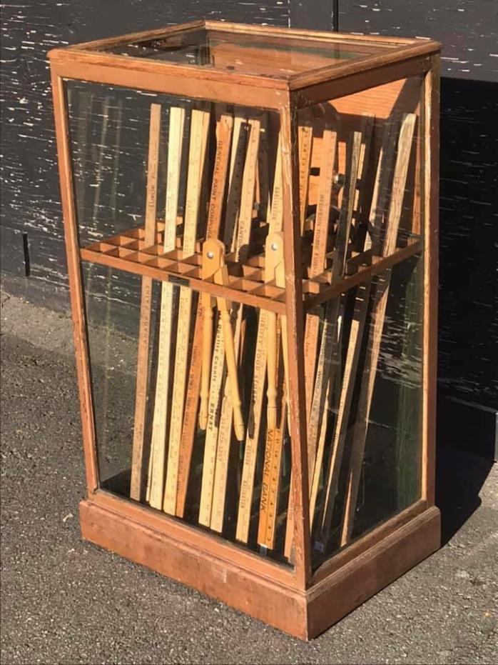 Antique Lutke Manufacturing Company Wood and Glass Cane/Golf Club Store Display