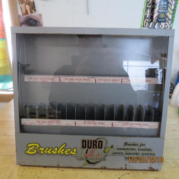 VINTAGE DURO ART SUPPLIES BRUSH PAINTBRUSH STORE DISPLAY CASE CABINET