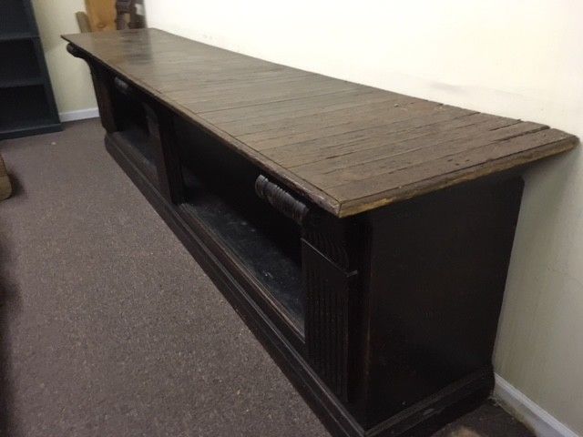 Antique  Dark Stained Oak Store Counter/Buffet