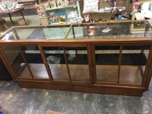 VINTAGE E.C.SIMMONS HARDWARE KEEN KUTTER DISPLAY SHOWCASE-WAVY/ BEVELED GLASS-6'