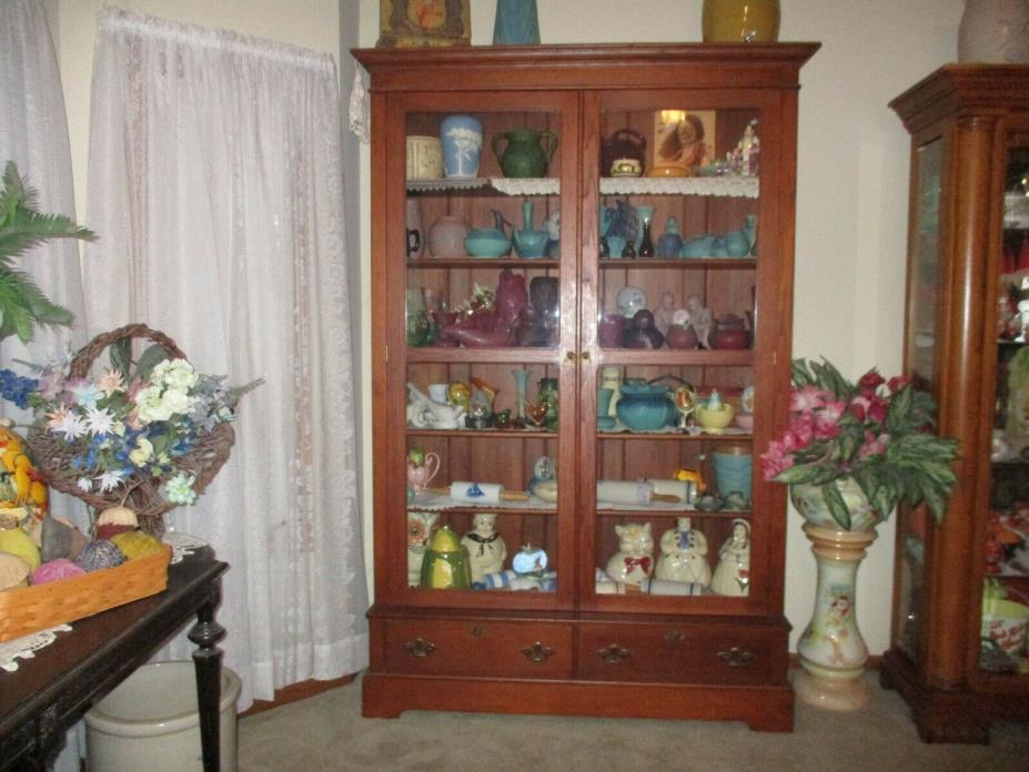 ANTIQUE OAK WARDROBE MADE INTO SHOWCASE