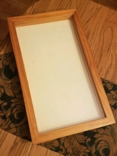 NICE Large Vintage BLONDE WOOD DISPLAY CASE w/Glass Hinged Lid~18