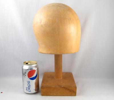 VINTAGE WOODEN HAT MOLD BLOCK MILLINERY FORM W/ STAND SIZE 22