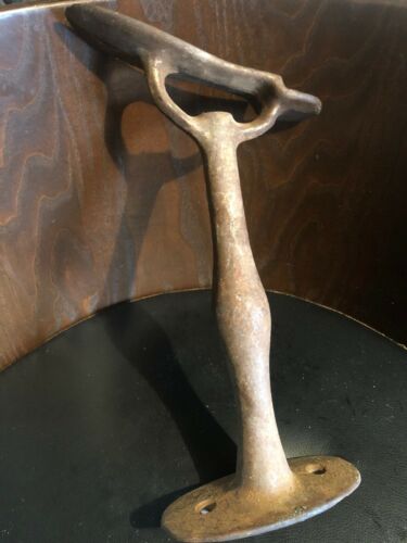 Vtg antique cast iron metal cobbler shoe making stand base & anvil