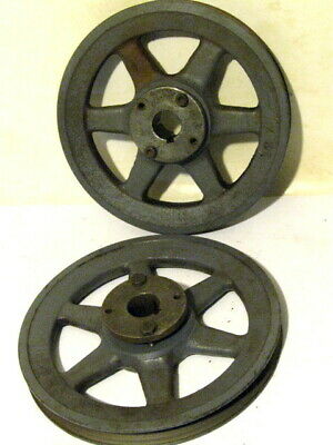 2 Vintage Cast Iron Pulley Wheels 7.75” Industrial Steampunk Factory Browning