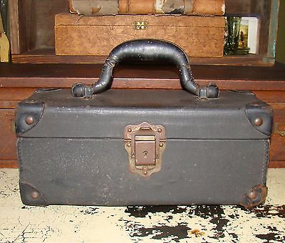 AQ Industrial Tool Salesman Gentlemen MakeUp Leather Handle Case Corbin Suitcase