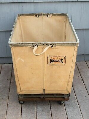 Vintage Dandux Extra Duty White Canvas Laundry Cart