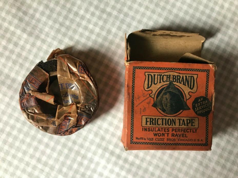 Vintage Dutch Brand Friction Tape with Box Unused Roll of Tape in Original Wrap