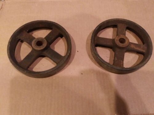 Pair of 5 Inch Cast Iron Hit And Miss Cart Or Platform Scale Wheels