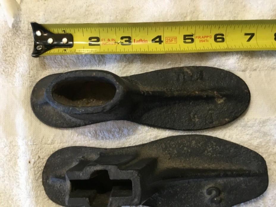 Two (2) Vintage Antique Cast Iron Shoe Cobbler Repair Tools Anvil Form