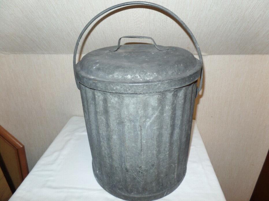 Antique WITTS Patented 1901 Galvanized Riveted Steel 5 Gal Pail Trash Can Witt's