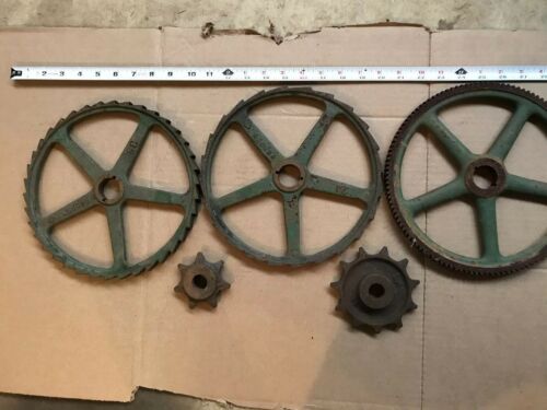 5 Vintage industrial steampunk cast iron gears & sprockets