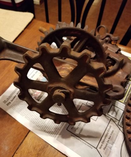 Heavy Antique Vintage Metal Industrial Rusty Gears attached Steampunk Art