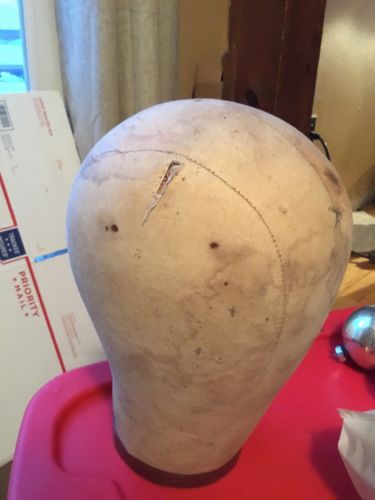 Vtg Millinery Cloth Canvas Mannequin Head Hat Wig Stand Maker Form Size