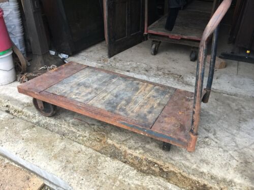 Vintage Warehouse Industrial Factory Cart Dolly Platform Deck Coffee Table