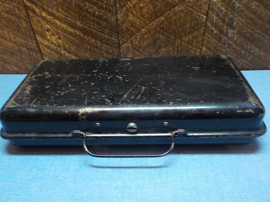 Antique Cash Metal Lock Box  Made by Armstrong MFG. Co W. Va Patented 6-29-20