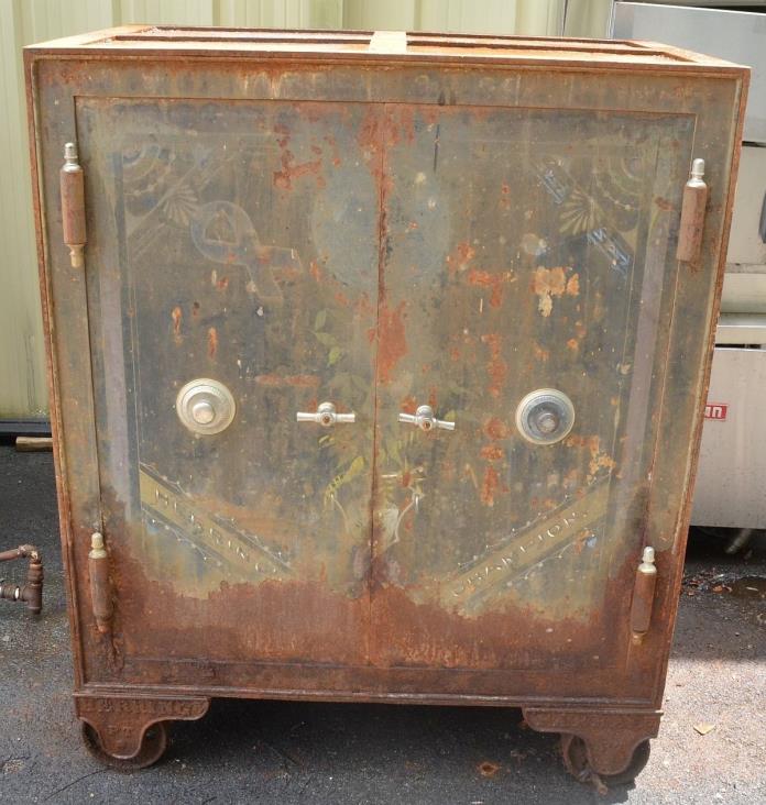 Vintage Antique Herring PT Combination 2-Door Floor Safe Fireproof 45 x 31 x 55