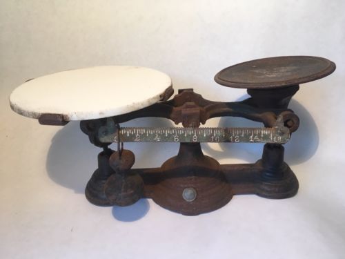 Antique Cast Iron Counter Balance Weight Scale 16oz Labeled Number 4