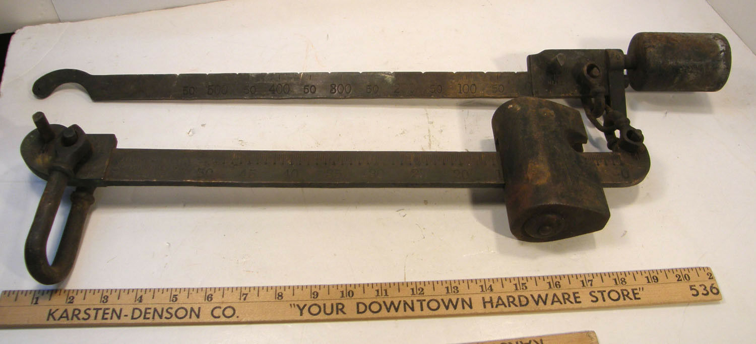 ANTIQUE JOHN CHATILLON & SONS 600 LB WALL MOUNT SCALE INDUSTRIAL BRASS CAST IRON