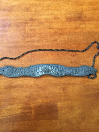 Antique Detroit Michigan STIMPSON COMPUTING  Scale Nameplate Sign Patina