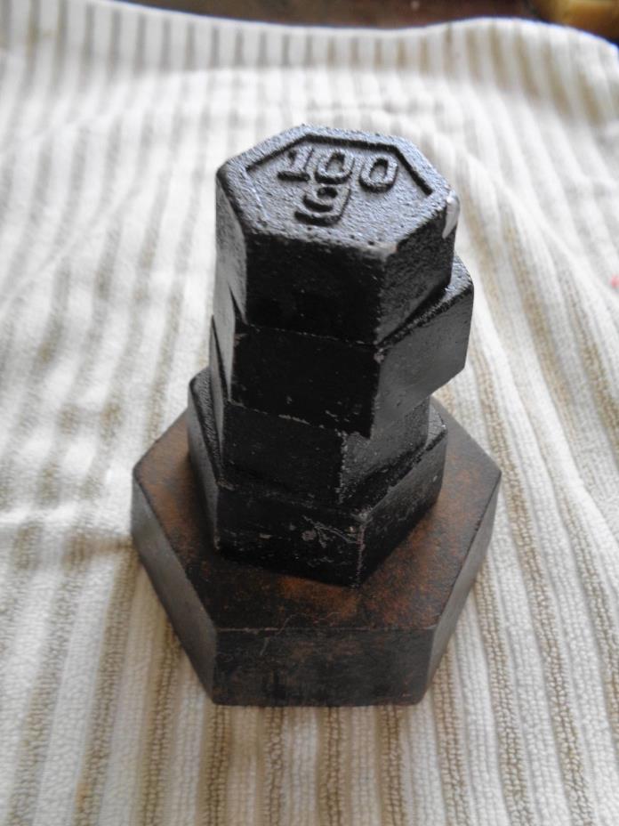 Antique Metric Balance Cast Iron Scale Weights Nesting Stackable Weights 5