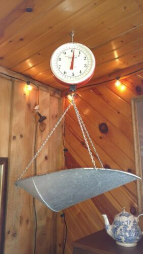 Vintage Chatillon Hanging Scale & Basket 20 lb. Farm Grocery General Store Feed