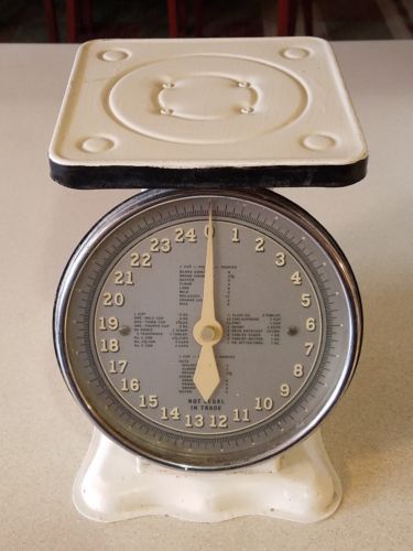 Vintage AMERICAN METAL Kitchen Counter FOOD SCALE 25 lbs For The WORLD'S PEOPLE