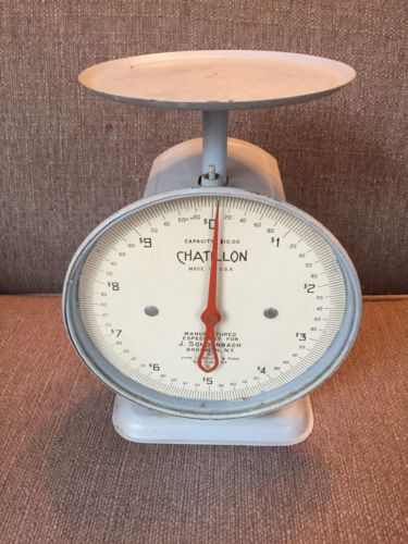 Vtg Chatillon Commercial Kitchen Platform Scale USA Blue Antique Retail Store