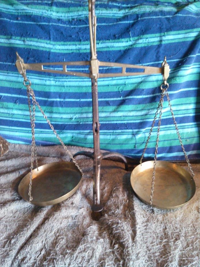 1800's Antique Brass balance beam Scale. Has Maker Marks