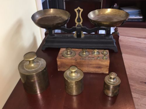 Antique Weighing Scale with Weights, Originally from Argentina
