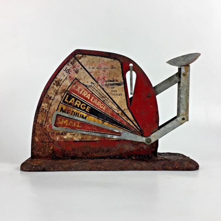 Vintage Jiffy Way Egg Scale Red Metal Country Rustic Kitchen Décor Works Gift