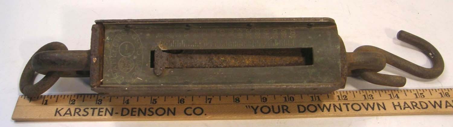 ANTIQUE CHATILLON IRON CLAD HANGING 300 POUND SCALE FARM BUTCHER MERCHANT