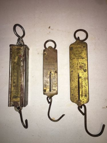 Antique Lot Of 3 Brass Hanging Scales