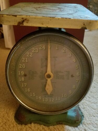Vtg Antique Scale Household Kitchen FOR THE WORLDS PEOPLE 25 Lb Green
