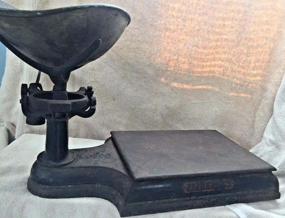Fairbanks Scale Antique Cast Iron Platform Counter-Top Dual Brass beam1867 Scoop