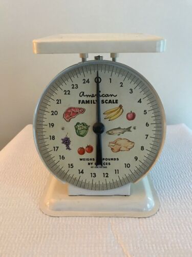 Vintage American Family Kitchen Scale 25 Lbs. Off White -Cool!