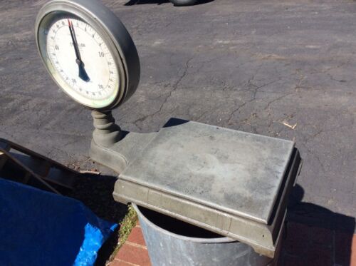 Antique - 2 Sided Chatillon Cast Iron Bench Top 50 LB Weighing Scale - Very Good