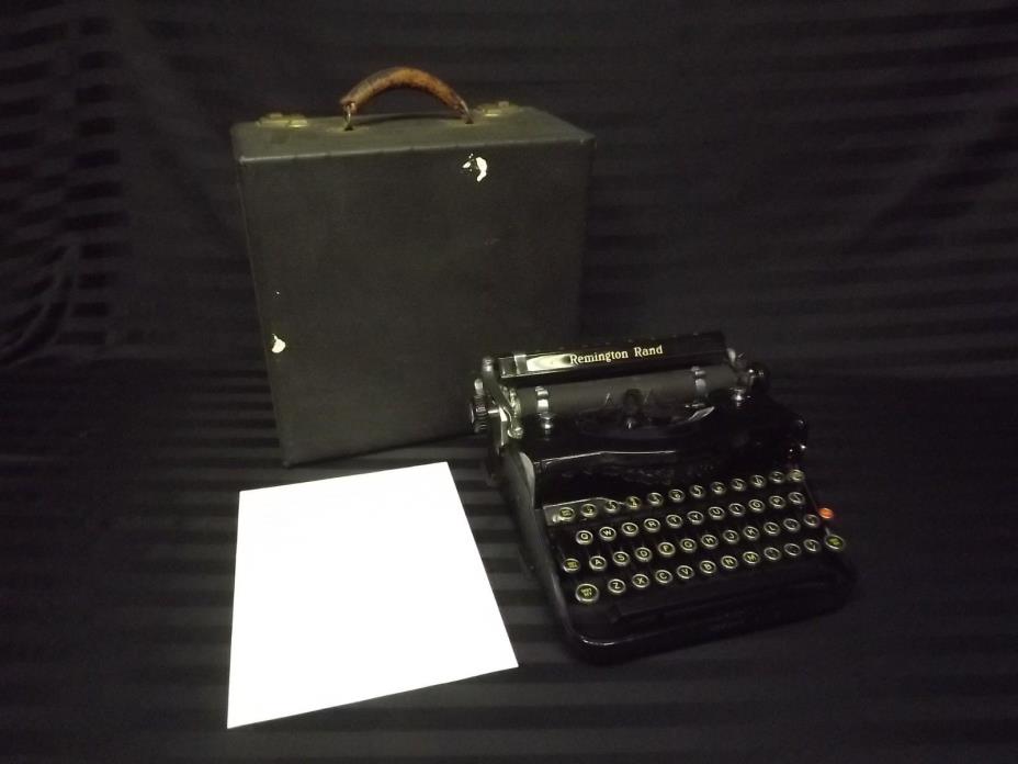Antique 1934 Remington Rand Model 1 Portable Typewriter Working in case DECO