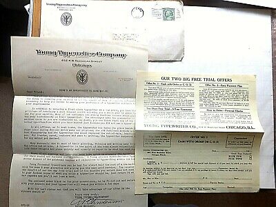 1927 Young Typewriter Company Letterhead, Mailing envelope, Order Form. Chicago.