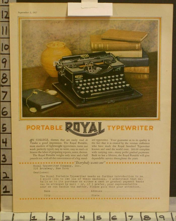 1927 ROYAL TYPEWRITER COLLEGE UNIVERSITY BUSINESS KEY LETTER INK RIBBON 23331