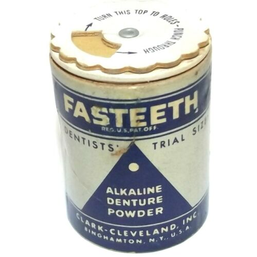 Vintage NOS Fasteeth Alkaline Denture Powder Advertising Dentists' Trial Size Ca