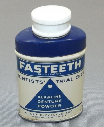 Vintage Fasteeth Denture Powder Advertising Tin Dentists' Trial Size - Partially