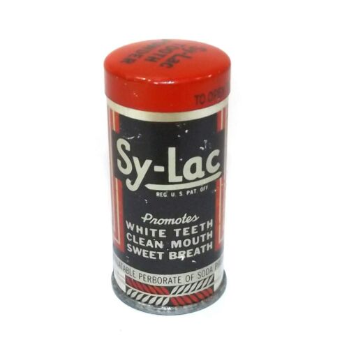 Vintage NOS Professional Sample Sy-Lac Tooth Powder Advertising Tin - Full