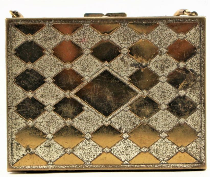 Vintage Gold Tone Cigarette Case Double Sided with Carrying Handle
