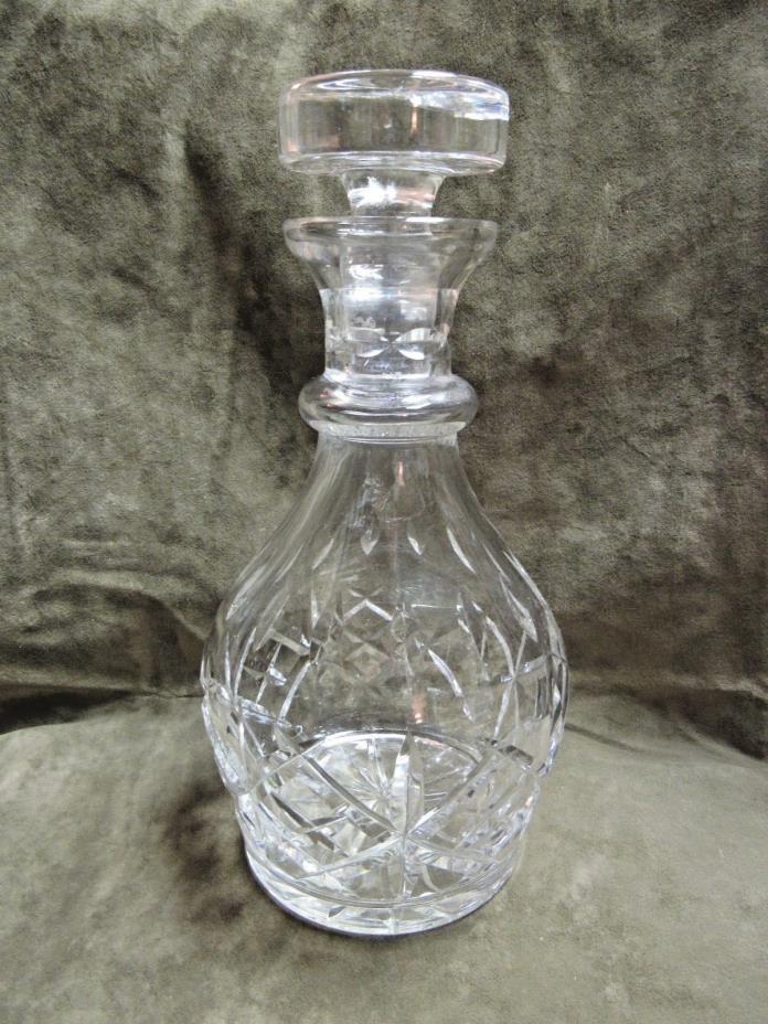 Vintage Signed Waterford Crystal from Ireland Cut Geometric Pattern Decanter